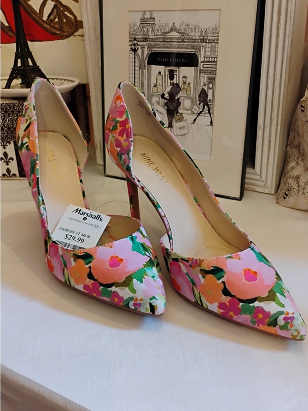 Nine West Floral Pink Pointed-Toe High Heels-Brand New-9 1/2